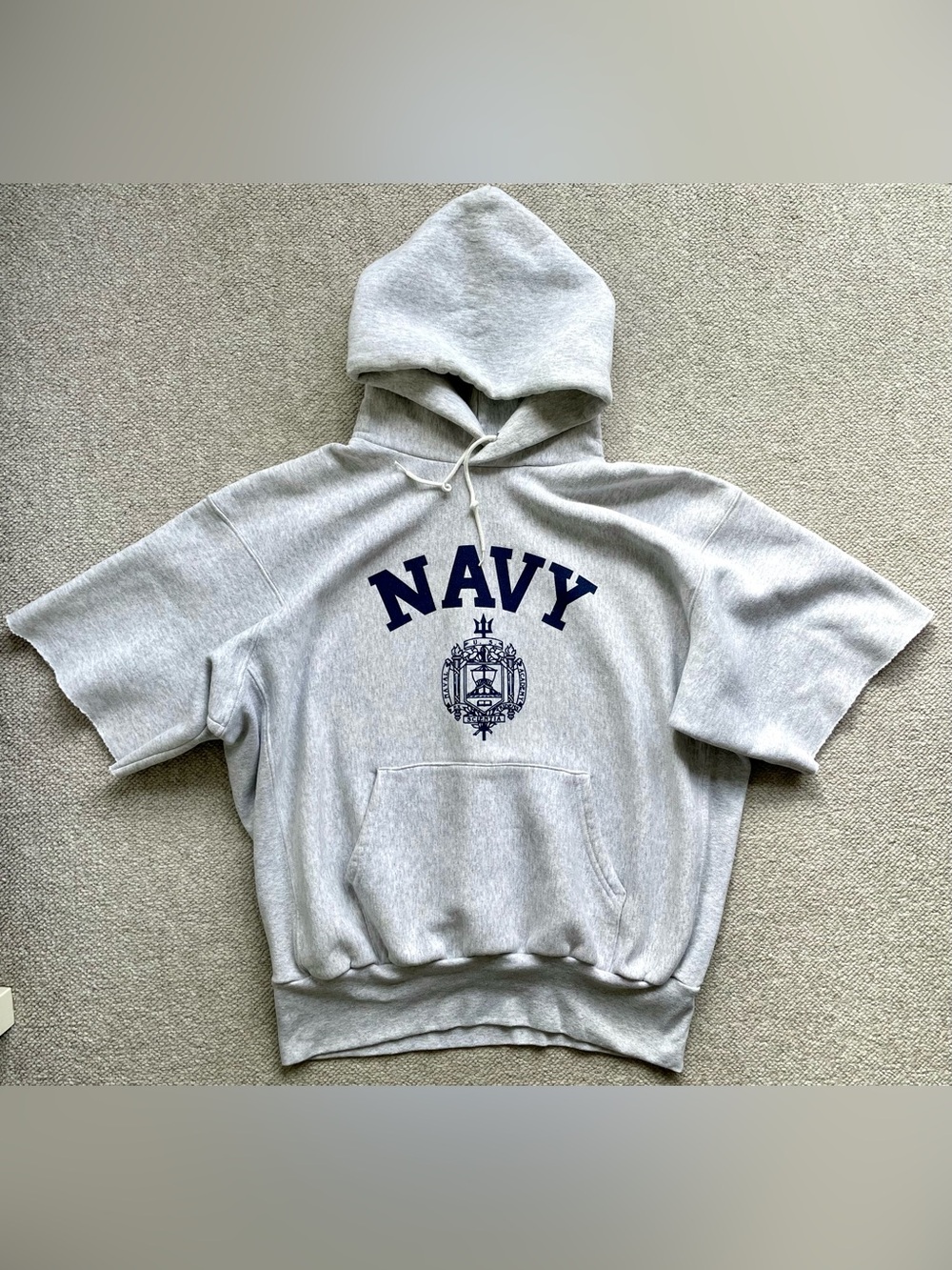 Vintage 80s USNA Naval Academy Hoodie Sweatshirt Reverse Weave XL USA Navy - Picture 2 of 9